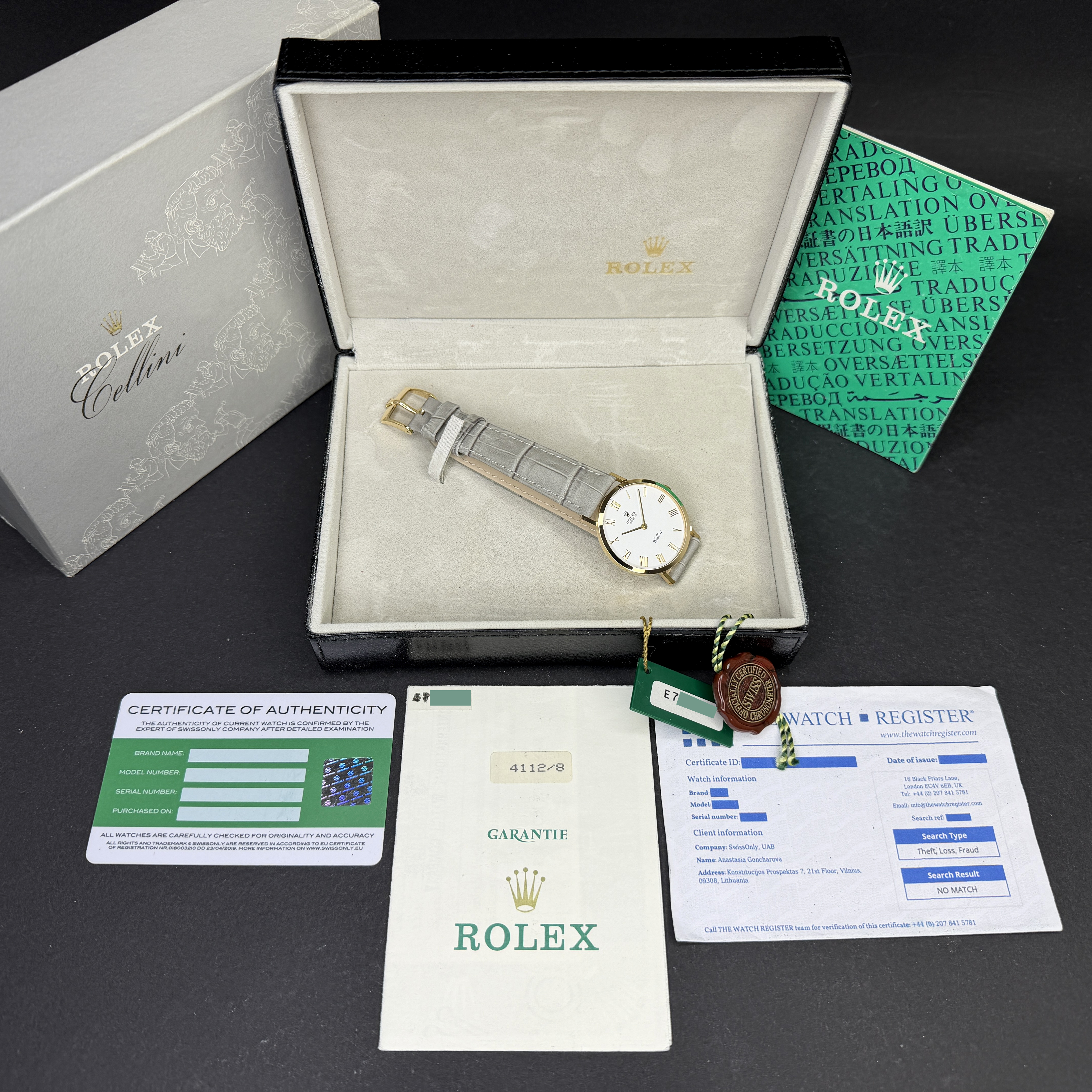 Rolex Cellini, 4112/8, 32mm, 1990, Yellow gold, White Roman dial, Fullset, 1y warranty