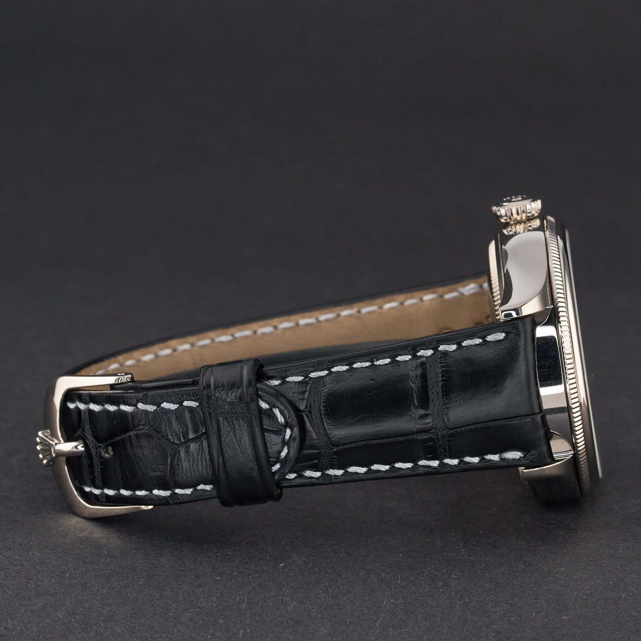 Rolex Cellini Dual Time, 50529, 39mm, 2014, White gold, Black Guilloche dial, Fullset, 1y warranty