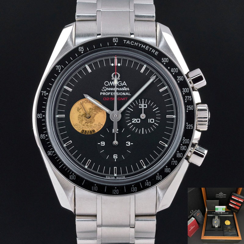 Omega Speedmaster Professional Moonwatch, 42mm, 2009, ref. 311.90.42.30.01.001, Platinum, Apollo 11 40th Anniversary, Black dial, Fullset, 1y warranty