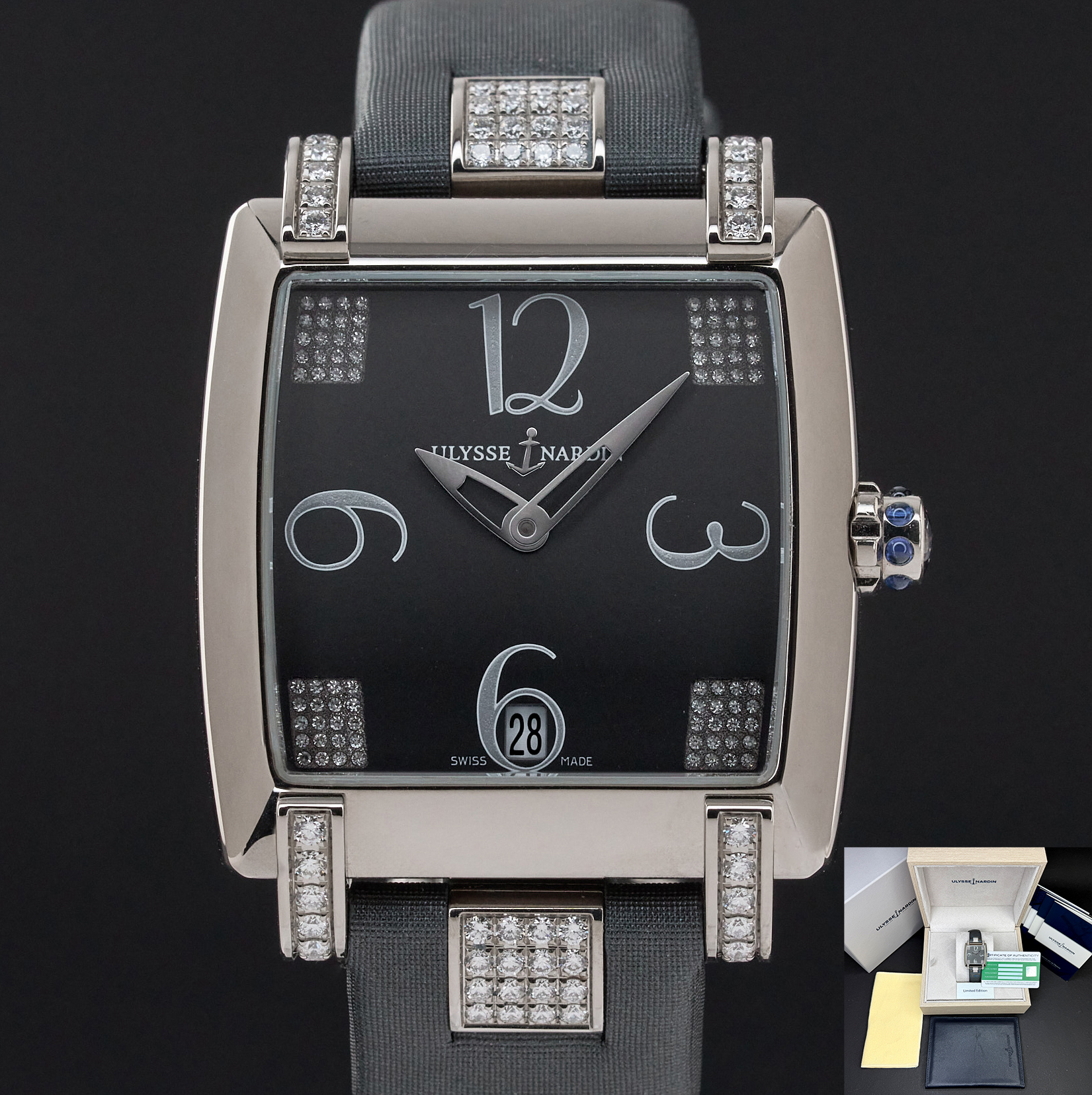 Ulysse Nardin Caprice, 130-91, 34mm, White gold, Grey Arabic dial, Docs, 1y warranty