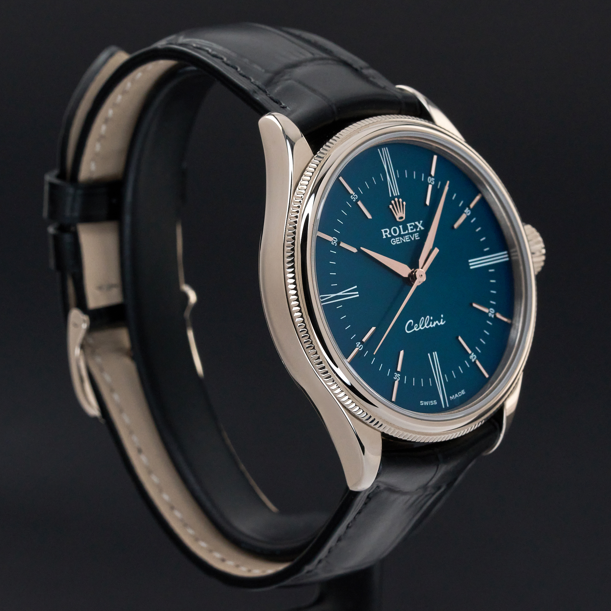 Rolex Cellini Time, 50509, 39mm, 2016, White gold, Blue Roman dial, Fullset, 1y warranty