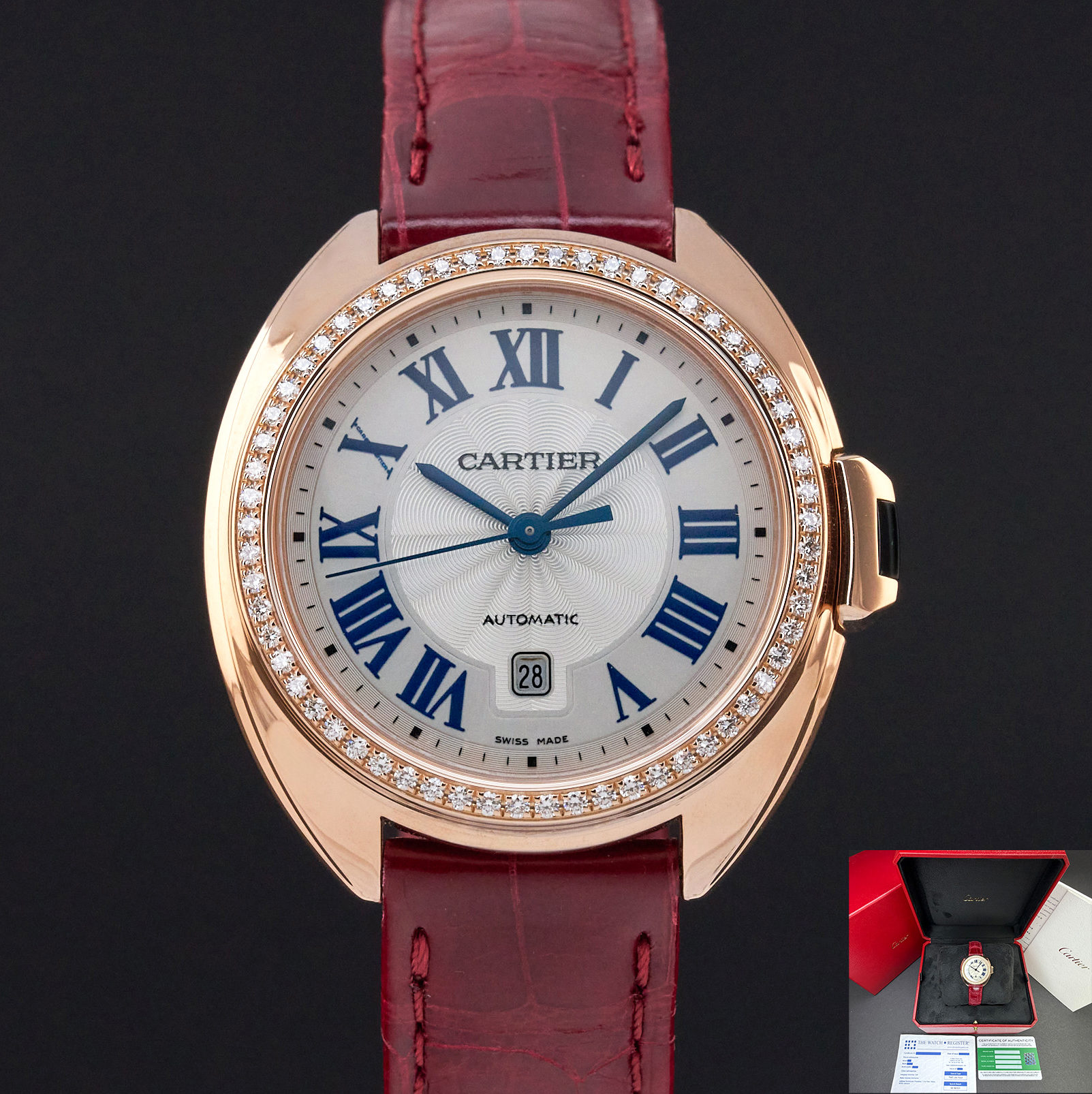 Cartier Clé de Cartier, WJCL0016, 31mm, 2015, Rose gold, Silver Roman dial, Fullset, 1y warranty