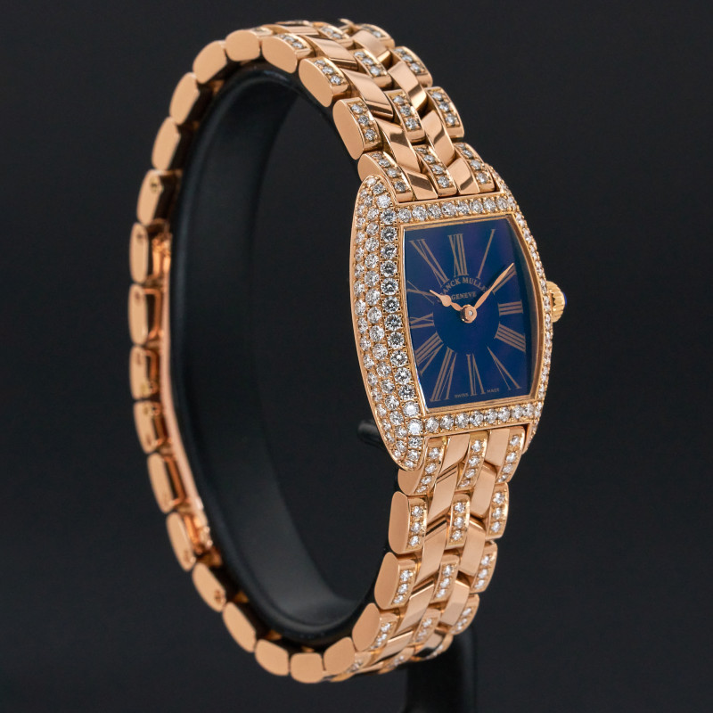 Franck Muller Tono Curvex, 2500MCD, 20x27mm, Rose gold, Blue Roman dial, Fullset, 1y warranty