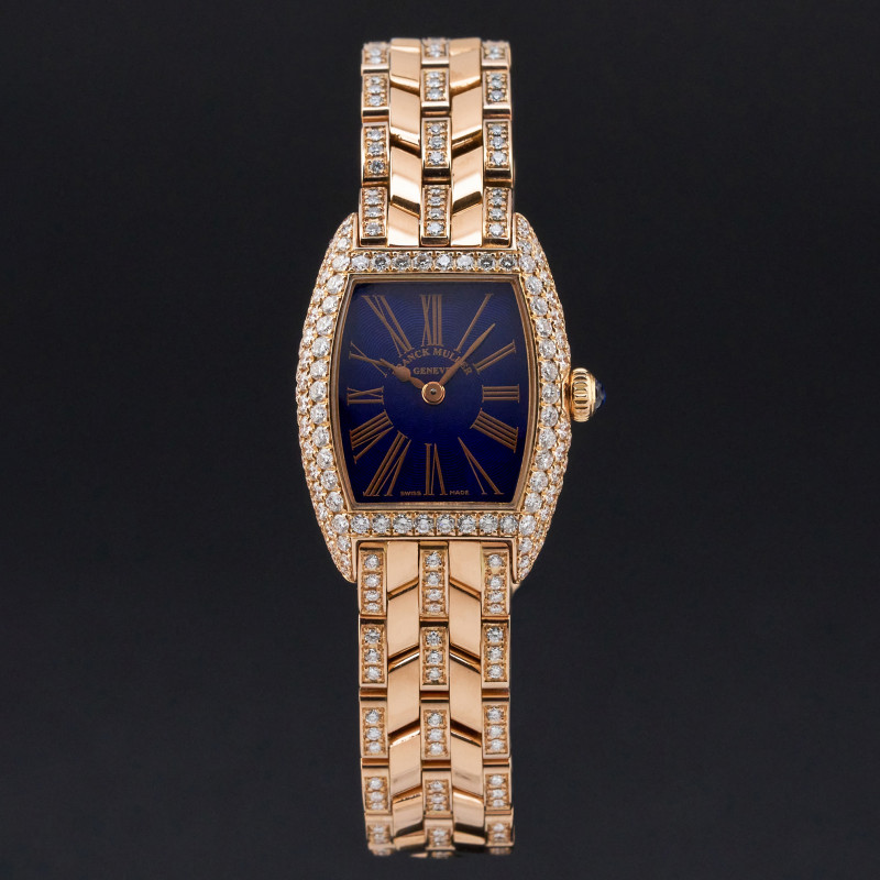 Franck Muller Tono Curvex, 2500MCD, 20x27mm, Rose gold, Blue Roman dial, Fullset, 1y warranty