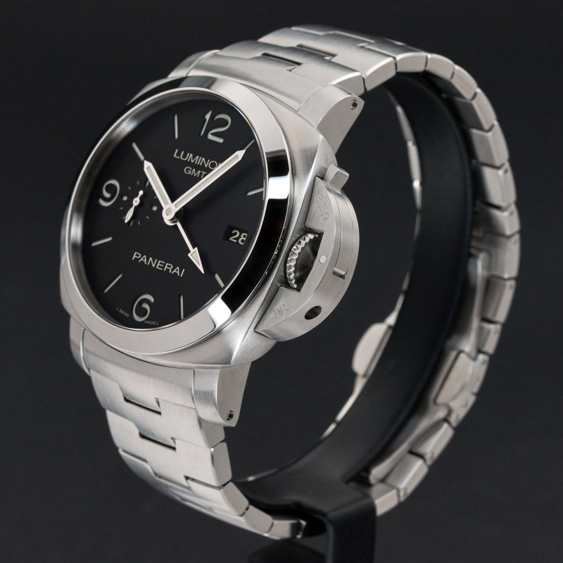 Panerai Luminor 1950 GMT, PAM 00329, 44mm, Steel, Black Arabic dial, Fullset, 1y warranty