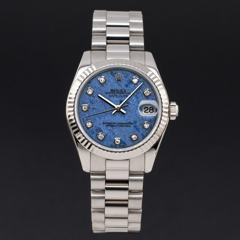 Rolex Datejust, 178279, 31mm, 2002, White gold, RARE Sodalite Diamond dial, Fullset, 1y warranty