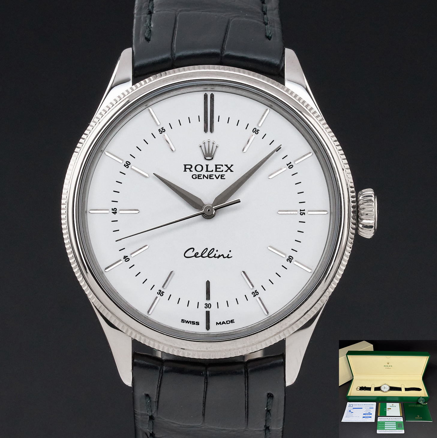 Rolex Cellini Time, 50509, 39mm, 2018, White gold, White dial, Fullset, 1y warranty