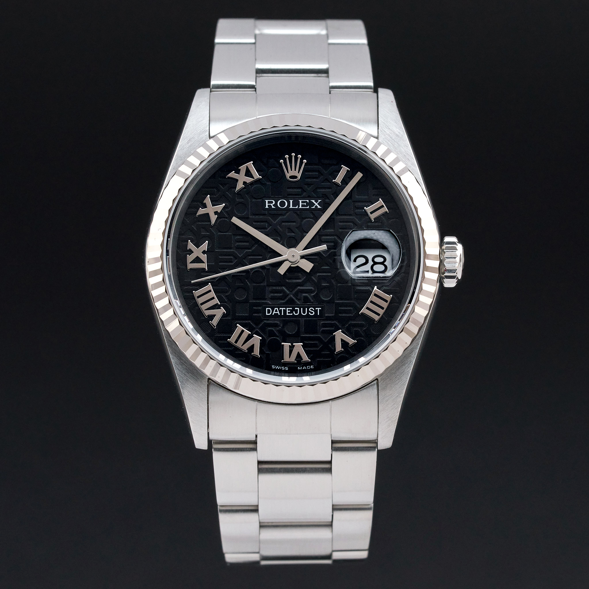 Rolex Datejust, 16234, 36mm, 2002, Steel, Black Jubilee Roman dial, Box, 1y warranty