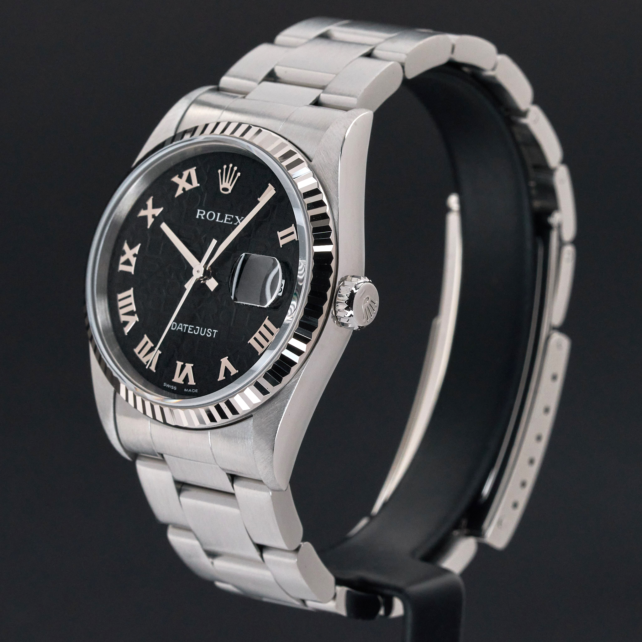 Rolex Datejust, 16234, 36mm, 2002, Steel, Black Jubilee Roman dial, Box, 1y warranty