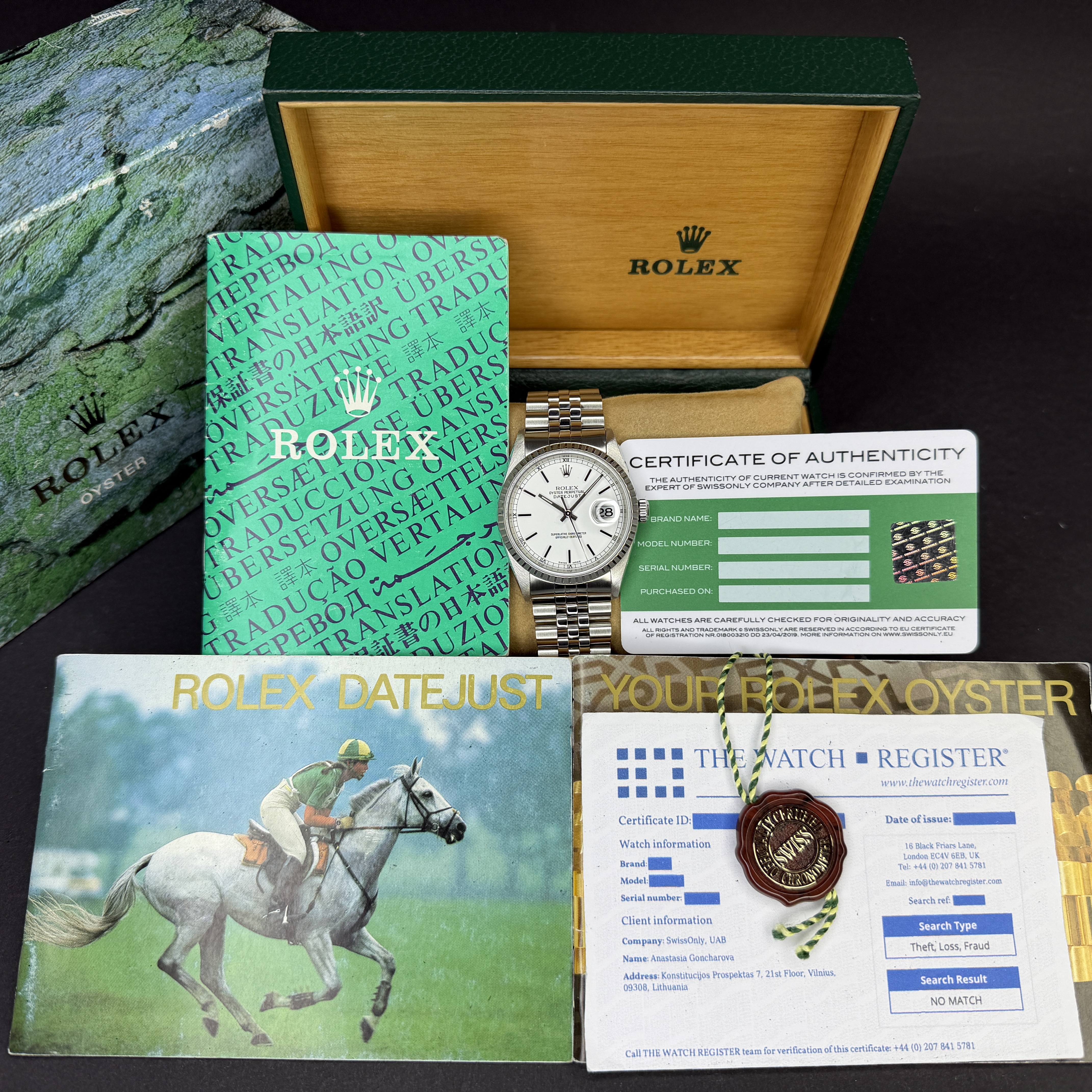 Rolex Datejust, 16220, 36mm, 1999, Steel, White dial, Box, 1y warranty