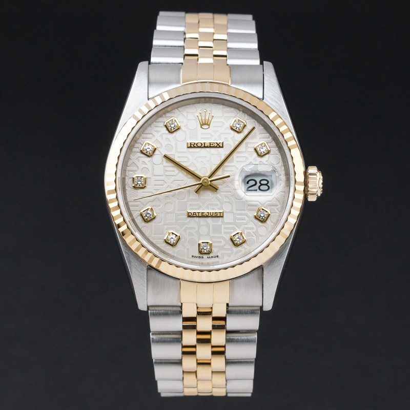 Rolex Datejust, 16233, 36mm, 1995, Two-Tone, Silver Jubilee Big Diamond dial, Fullset, 1y warranty