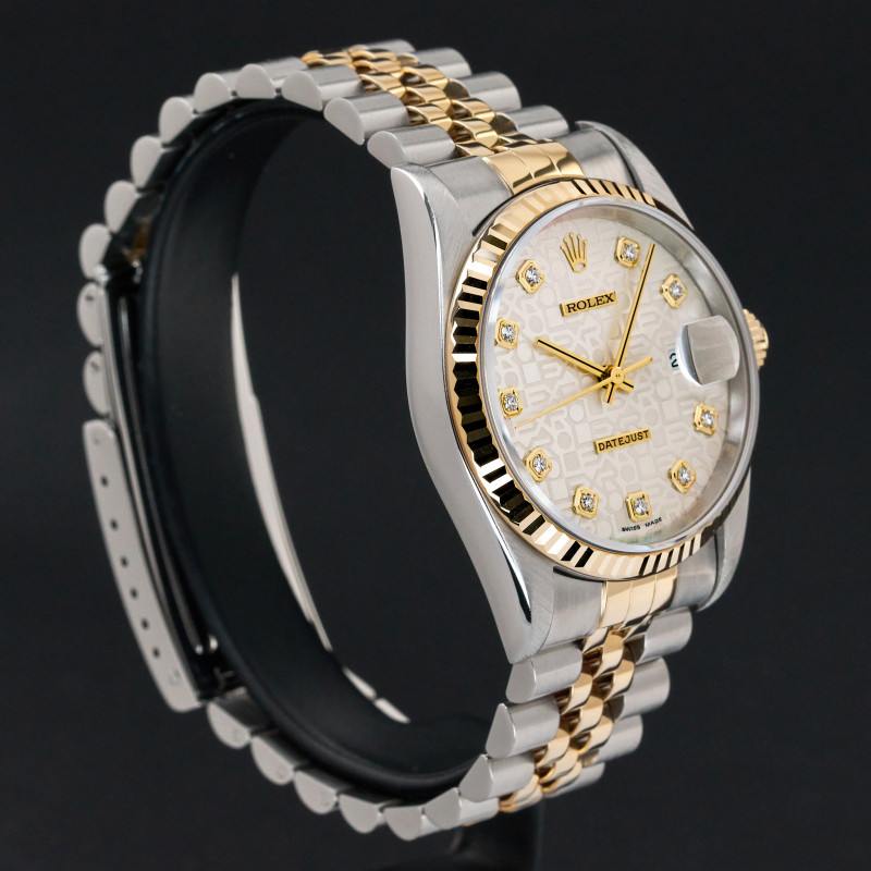Rolex Datejust, 16233, 36mm, 1995, Two-Tone, Silver Jubilee Big Diamond dial, Fullset, 1y warranty