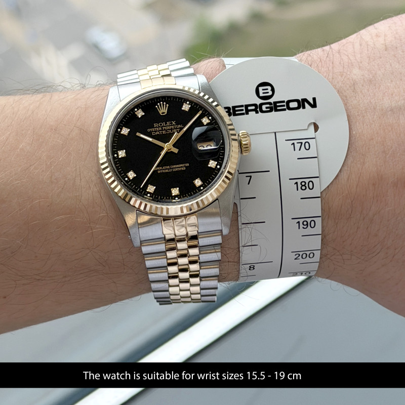 Rolex Datejust, 16013, 36mm, 1984, Two-Tone, Black Small Diamond dial, Fullset, 1y warranty