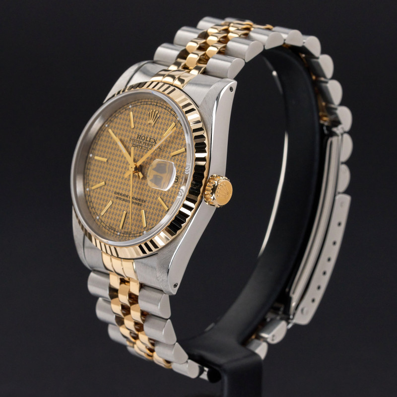 Rolex Datejust, 16233, 36mm, 1988, Two-Tone, Houndstooth dial, Fullset, 1y warranty