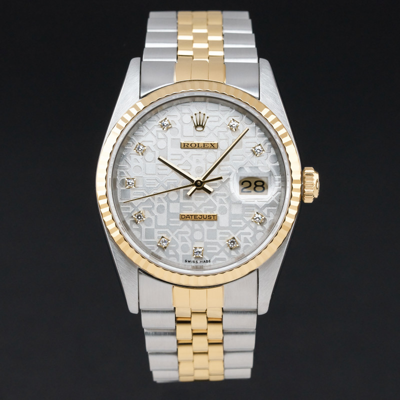 Rolex Datejust, 16233, 36mm, 1991, Two-Tone, Silver Jubilee Small Diamond dial, Fullset, 1y warranty