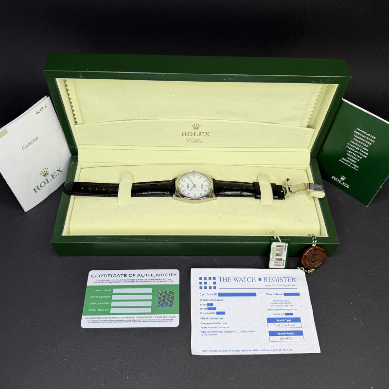 Rolex Cellini Danaos, 4243/9, 38mm, 2006, White gold, White dial, Fullset, 1y warranty