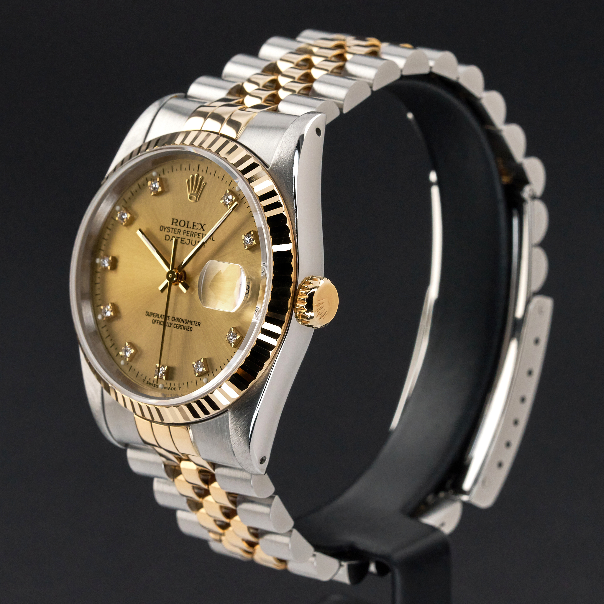 Rolex Datejust, 16233, 36mm, 1991, Two-Tone, Champagne Small Diamond dial, Fullset, 1y warranty