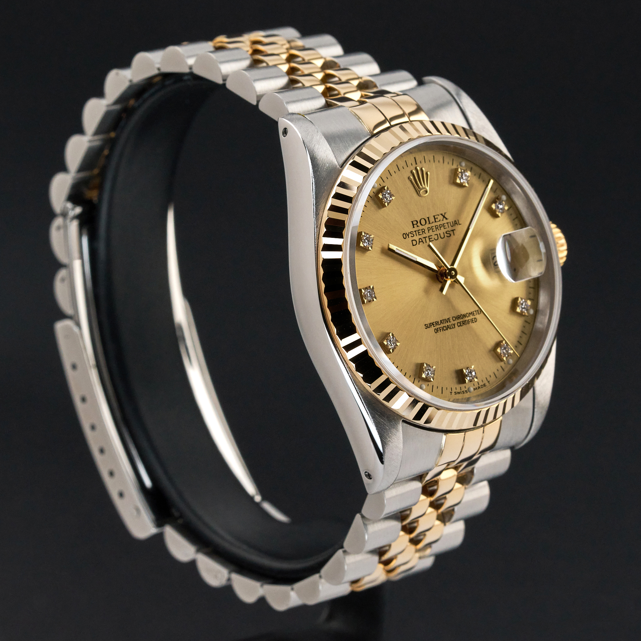 Rolex Datejust, 16233, 36mm, 1991, Two-Tone, Champagne Small Diamond dial, Fullset, 1y warranty