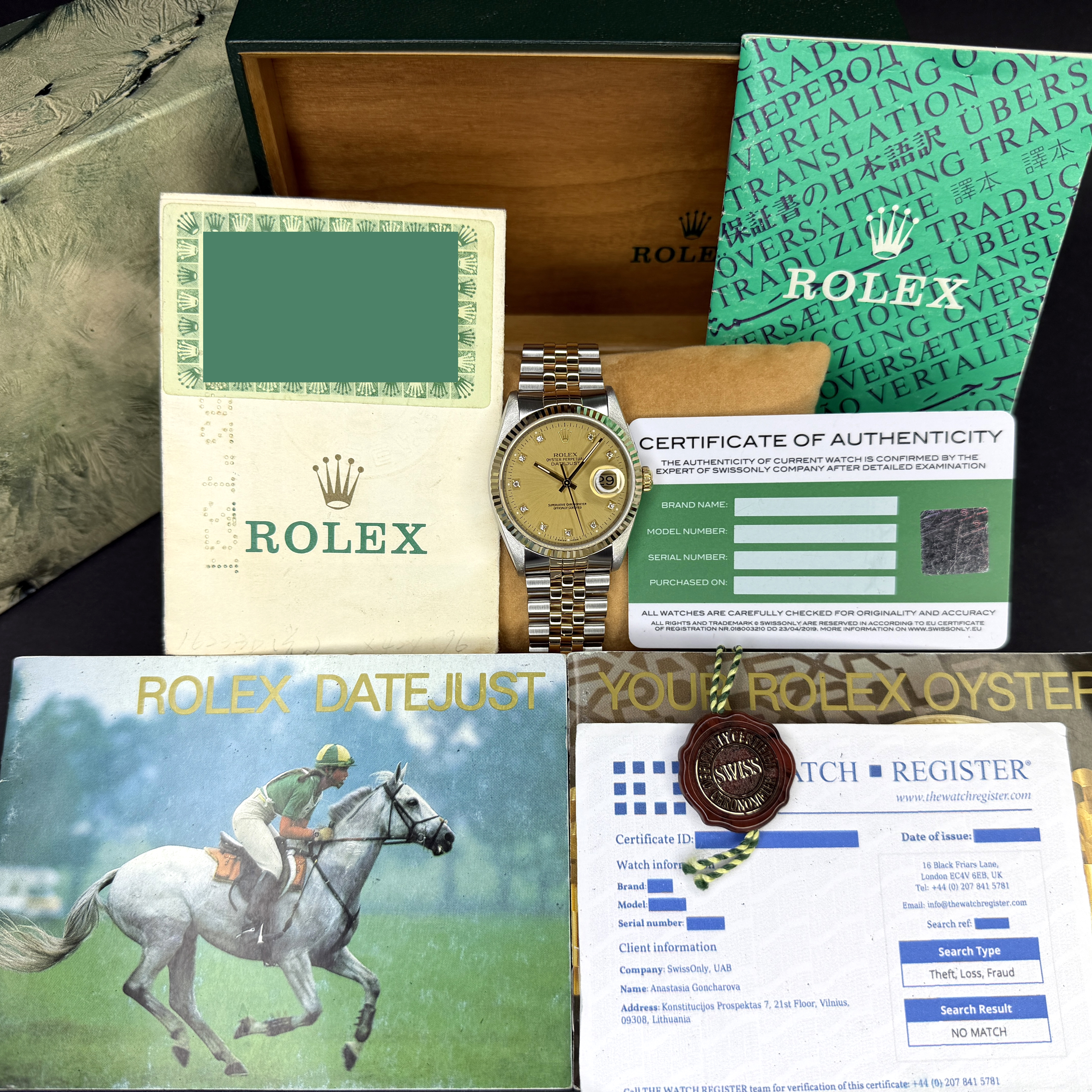 Rolex Datejust, 16233, 36mm, 1991, Two-Tone, Champagne Small Diamond dial, Fullset, 1y warranty