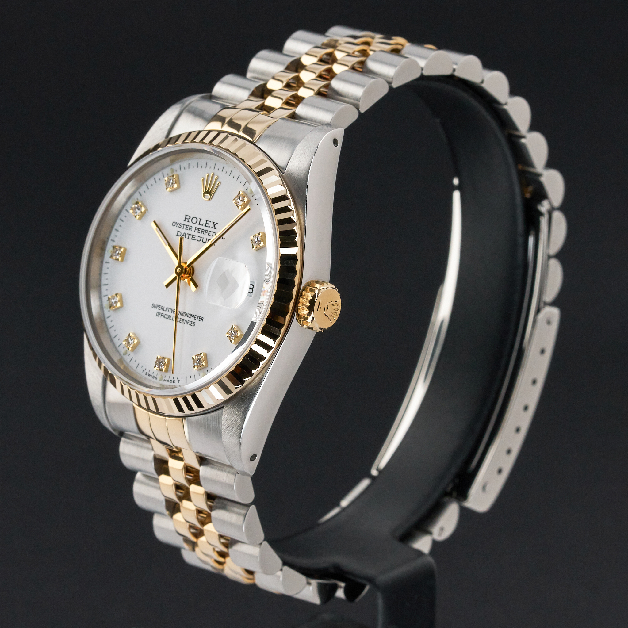 Rolex Datejust, 16233, 36mm, 1990, Two-Tone, White Small Diamond dial, Box, 1y warranty