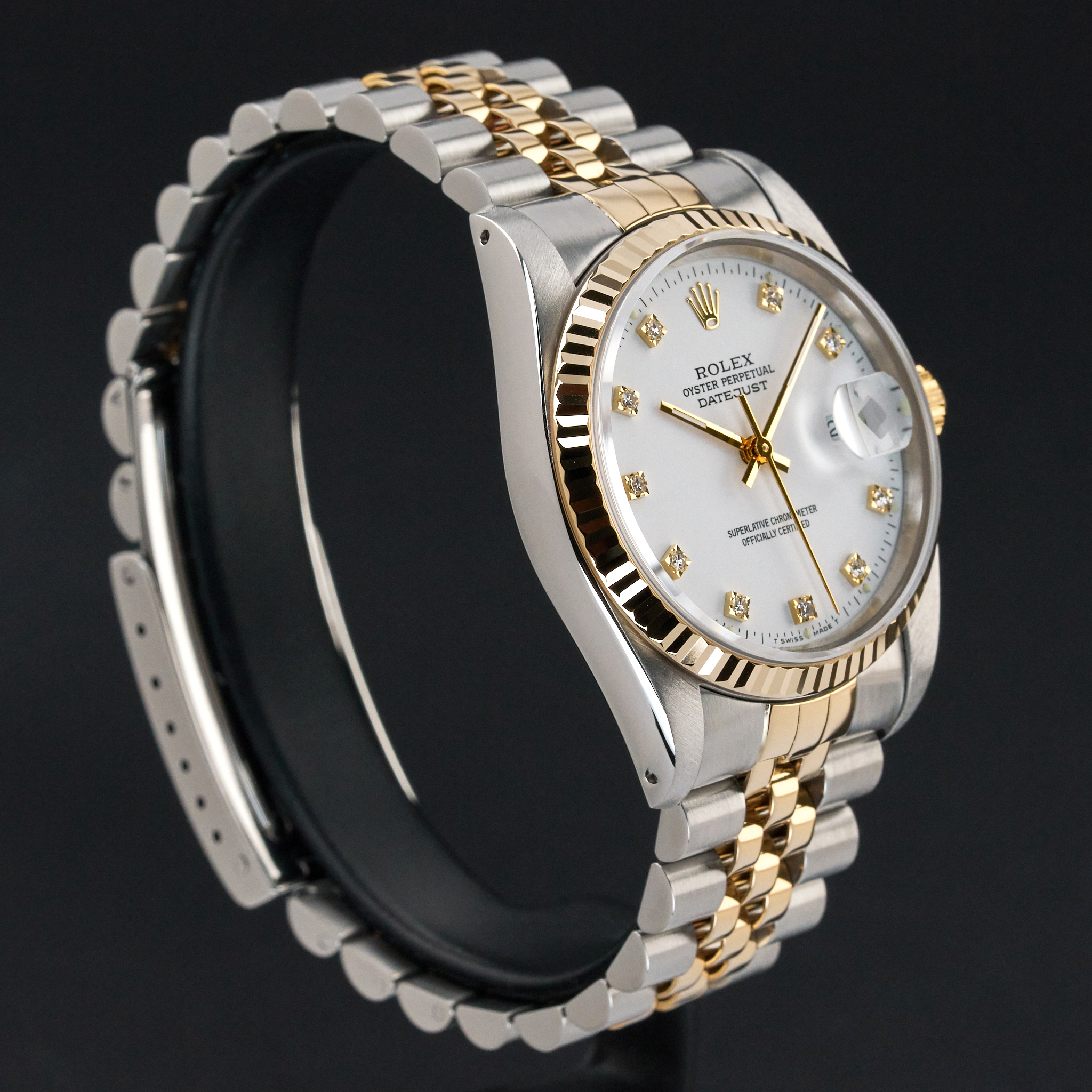 Rolex Datejust, 16233, 36mm, 1990, Two-Tone, White Small Diamond dial, Box, 1y warranty