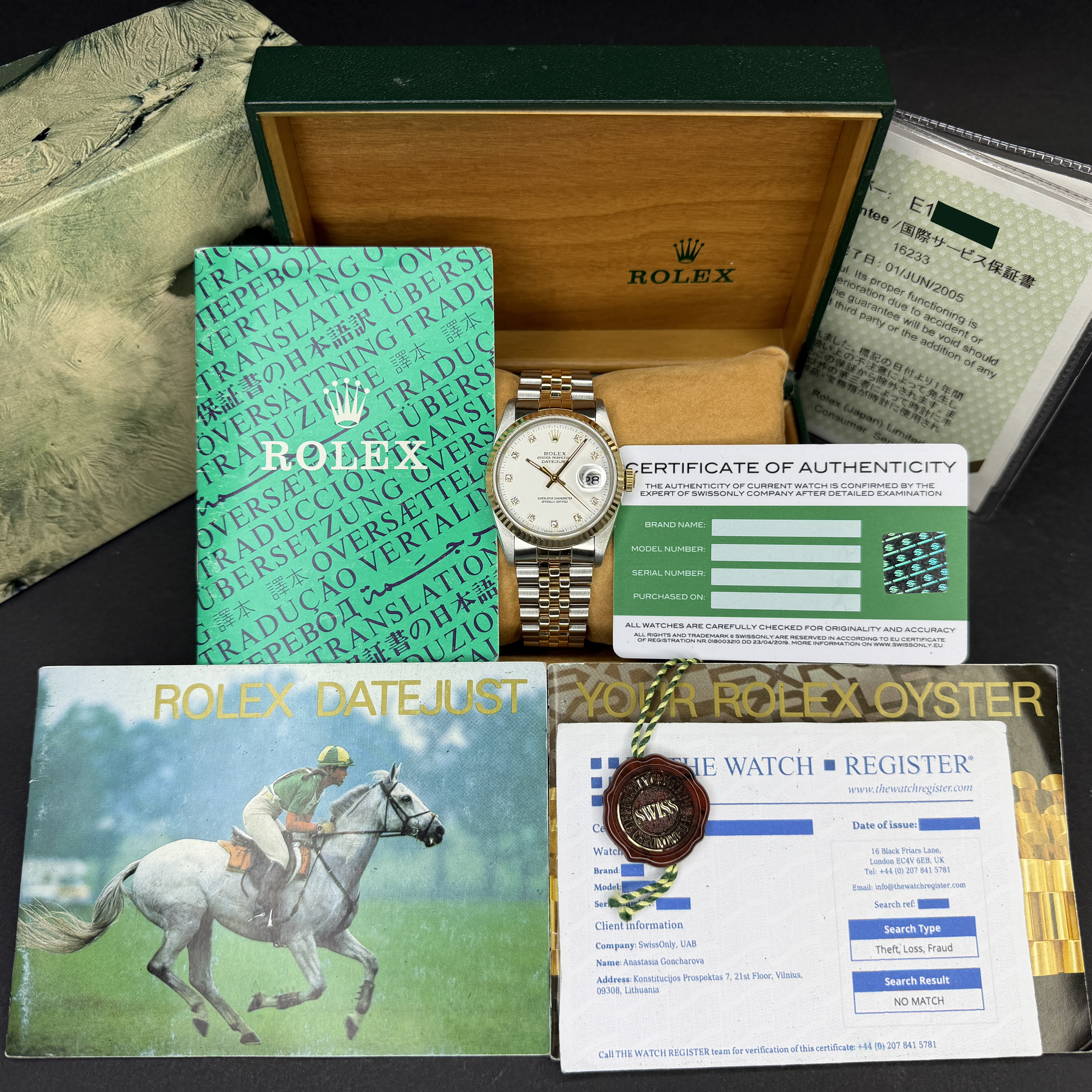 Rolex Datejust, 16233, 36mm, 1990, Two-Tone, White Small Diamond dial, Box, 1y warranty