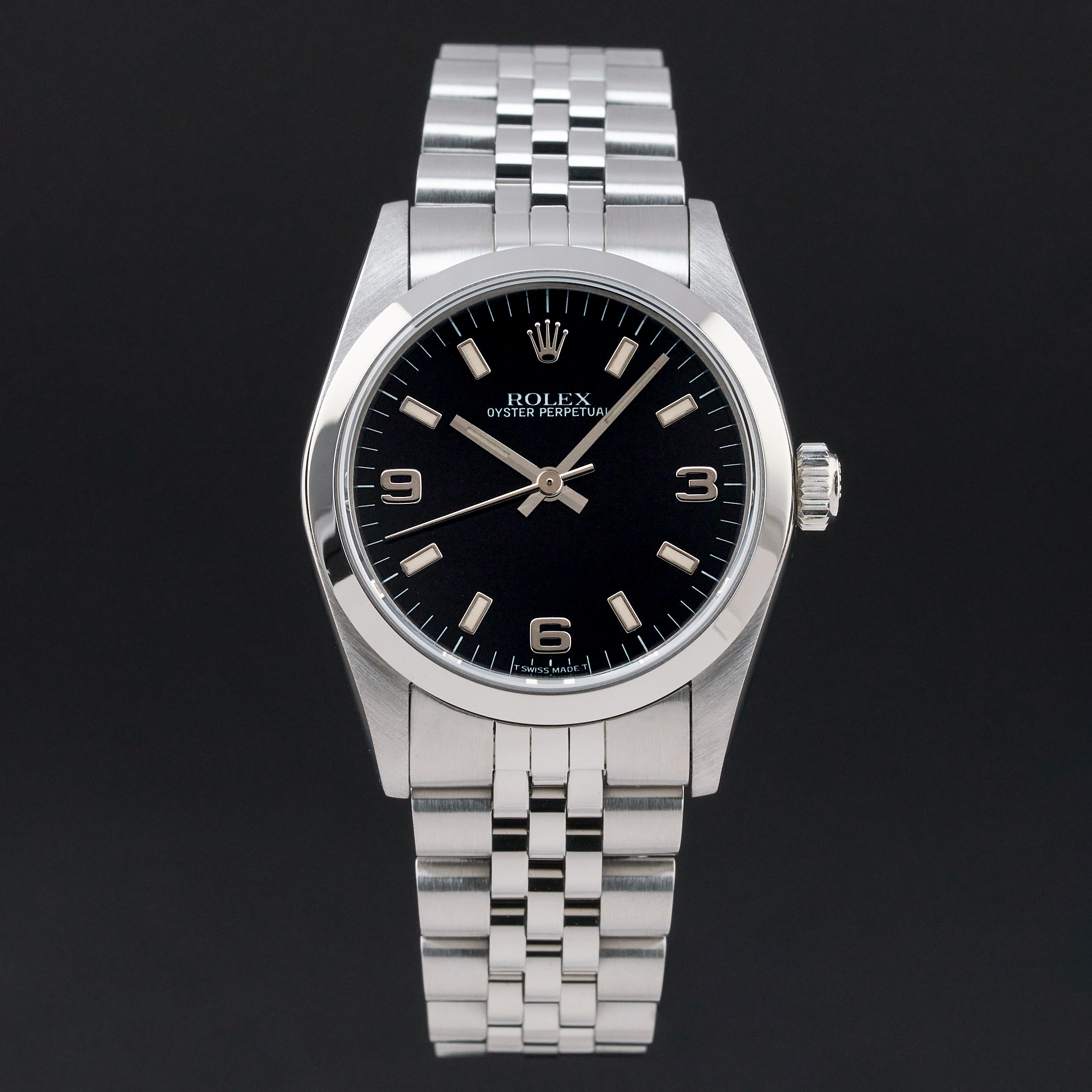 Rolex Oyster Perpetual, 67480, 31mm, 1996, Steel, Black Arabic dial, Fullset, 1y warranty
