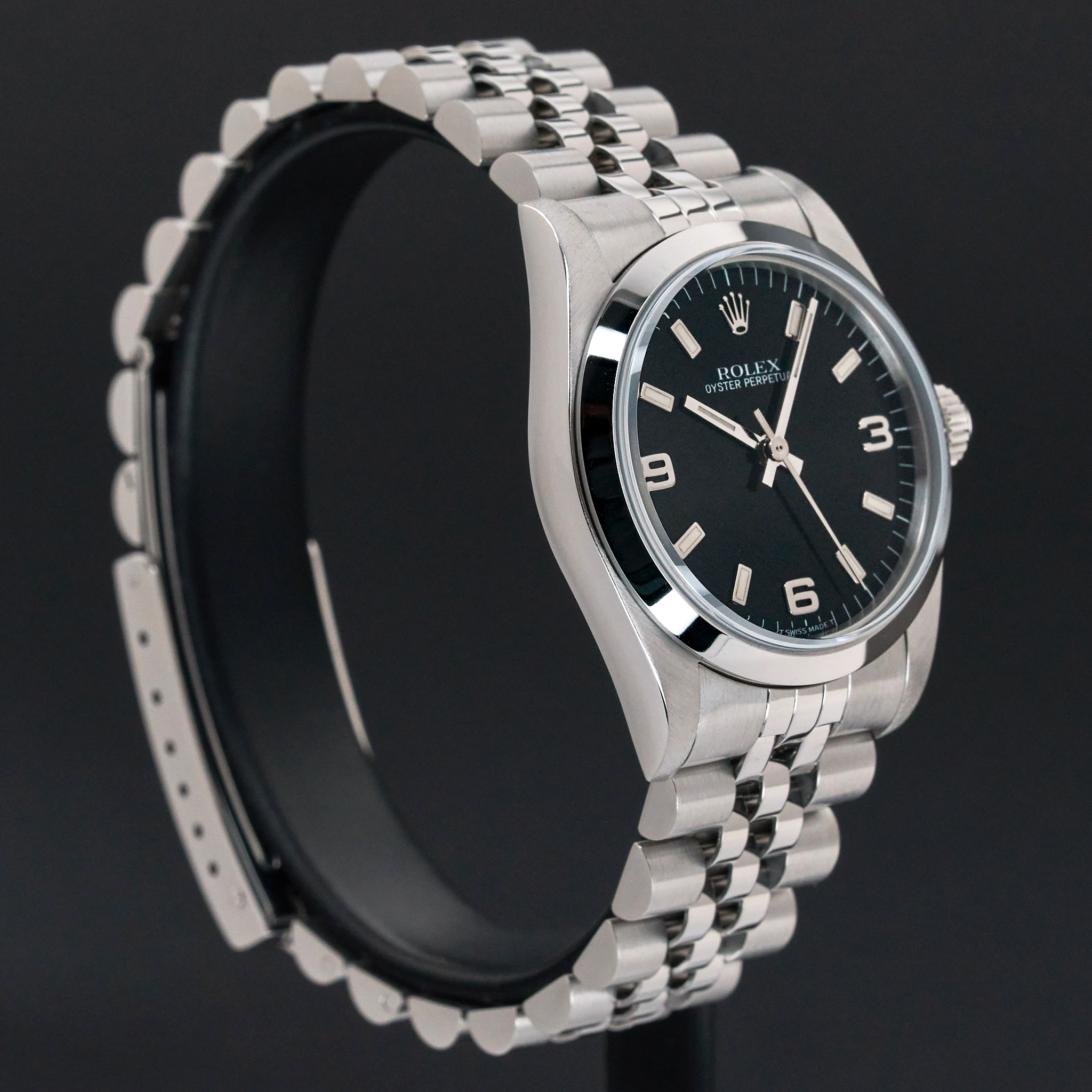 Rolex Oyster Perpetual, 67480, 31mm, 1996, Steel, Black Arabic dial, Fullset, 1y warranty