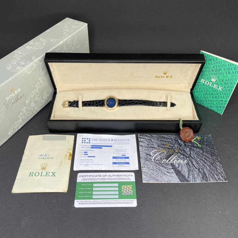 Rolex Cellini, 4081, 25mm, 1989, Yellow gold, Blue Vignette dial, Fullset, 1y warranty