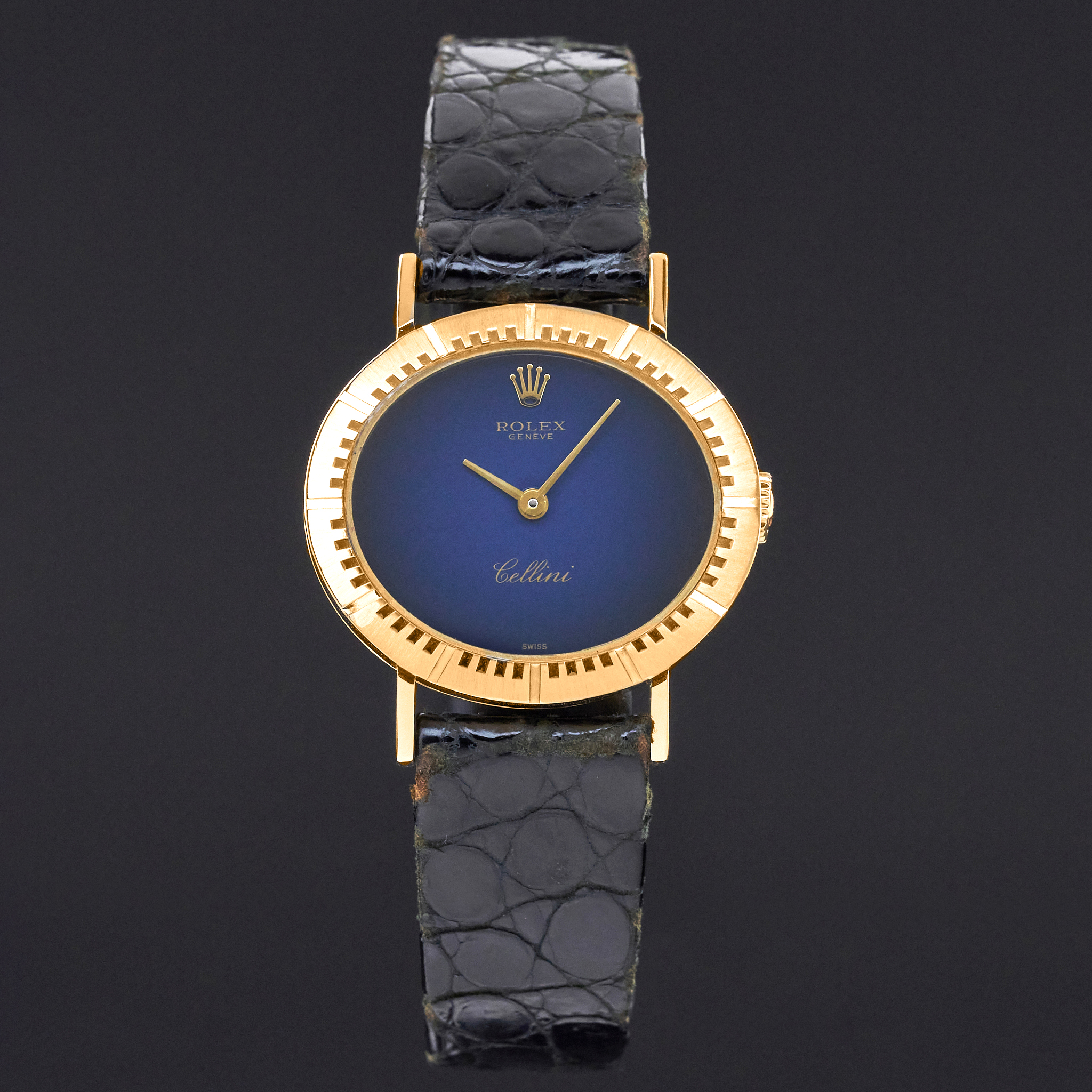Rolex Cellini, 4081, 25mm, 1989, Yellow gold, Blue Vignette dial, Fullset, 1y warranty