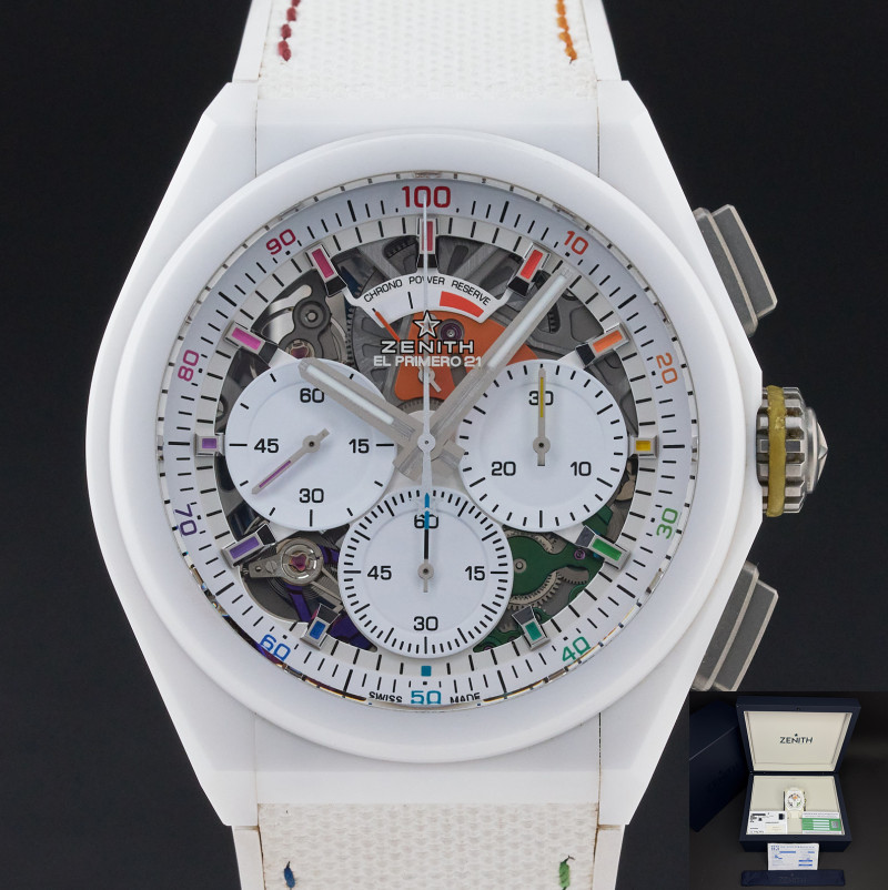Zenith Defy 21 Chroma El Primero, Limited Edition, 49.9010.9004/01.R947, 44mm, 2022, Matte White Ceramic, White Rainbow dial, Fullset, 1y warranty