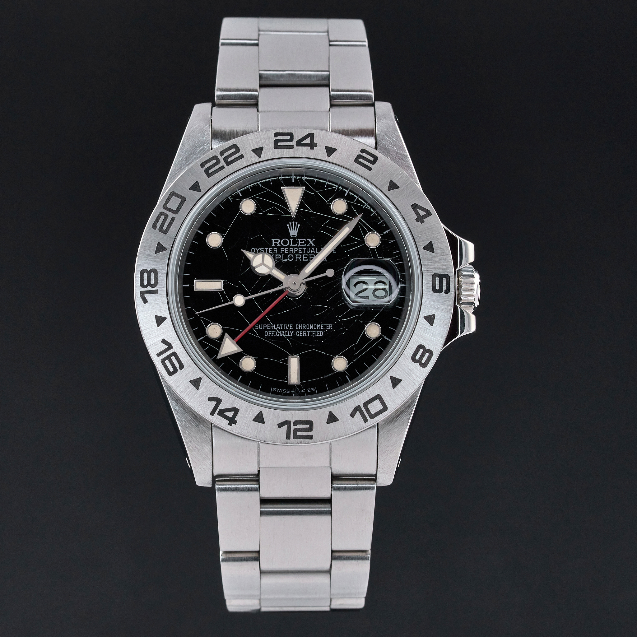 Rolex Explorer II, 40mm, 1984, 1y warranty, Fullset, ref. 16550, Steel, Rail Spider Black dial, Serviced