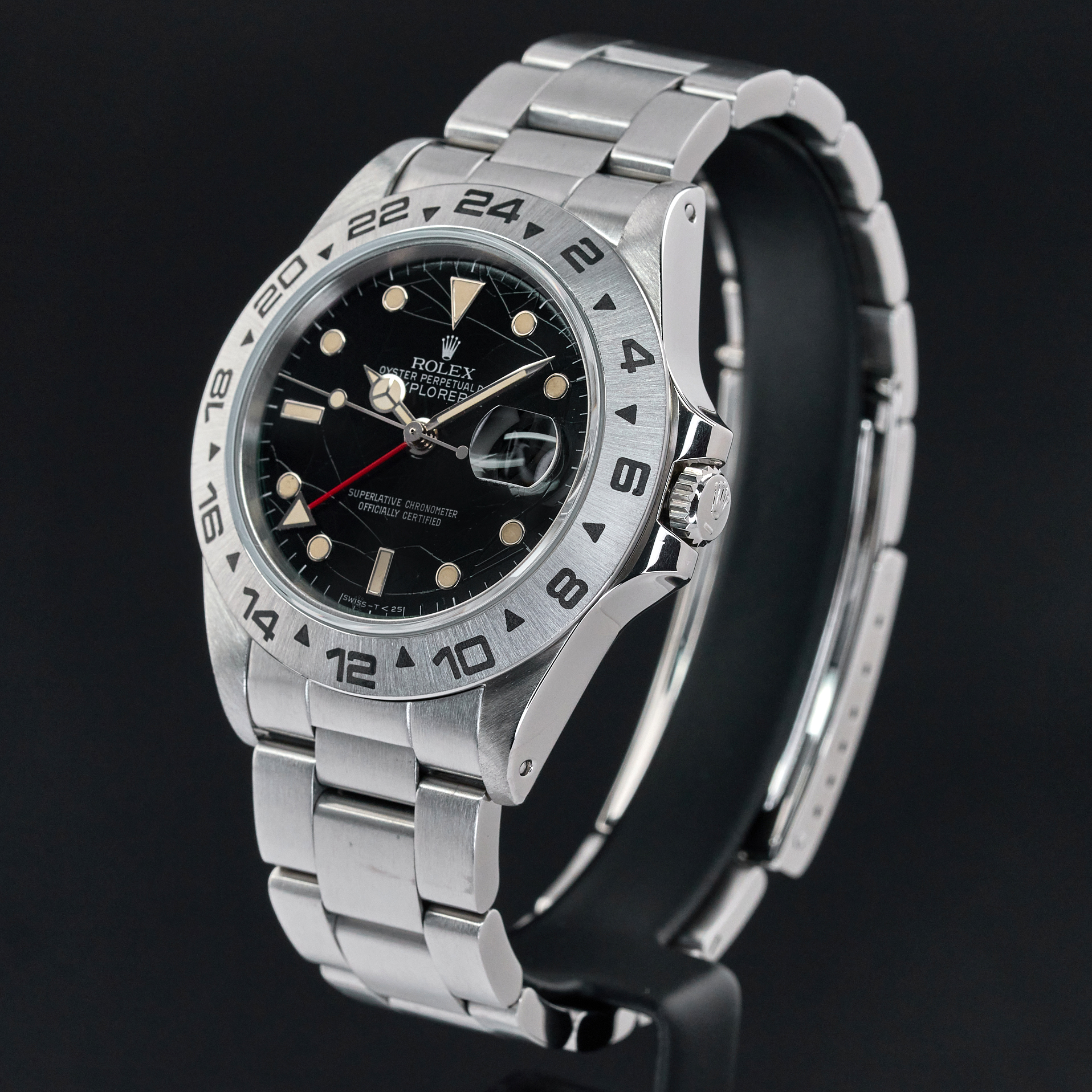 Rolex Explorer II, 40mm, 1984, 1y warranty, Fullset, ref. 16550, Steel, Rail Spider Black dial, Serviced