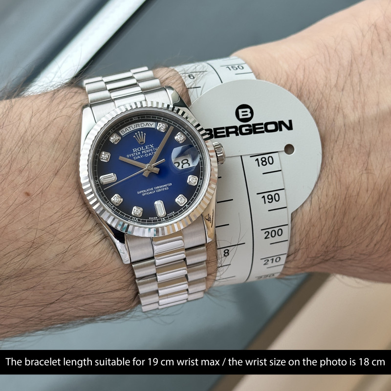 Rolex Day Date President, 118239, 36mm, 2001, White gold, Blue Vignette Big Diamond dial, Fullset, 1y warranty