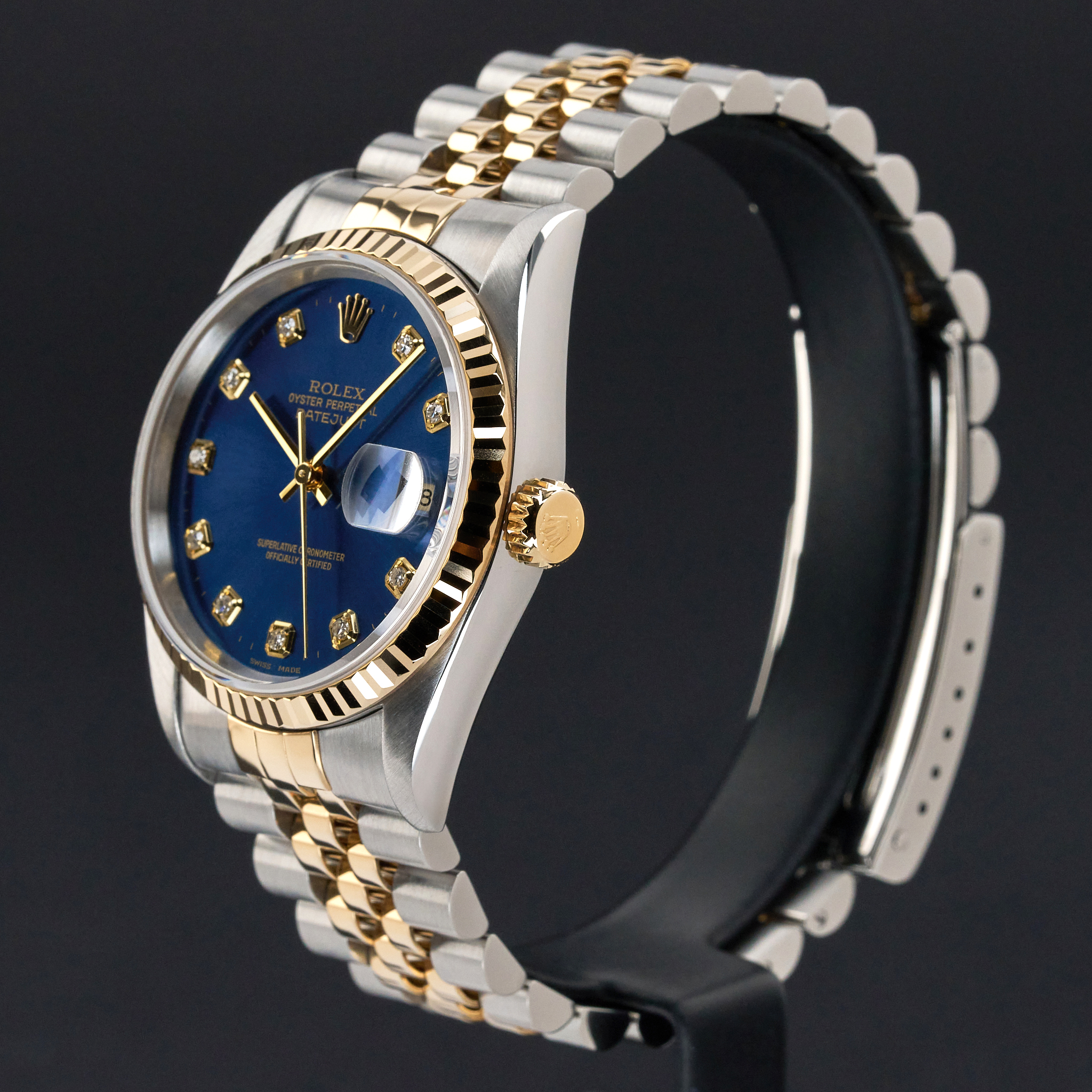 Rolex Datejust, 16233, 36mm, 1995, Two-Tone, Blue Big Diamond dial, Fullset, 1y warranty