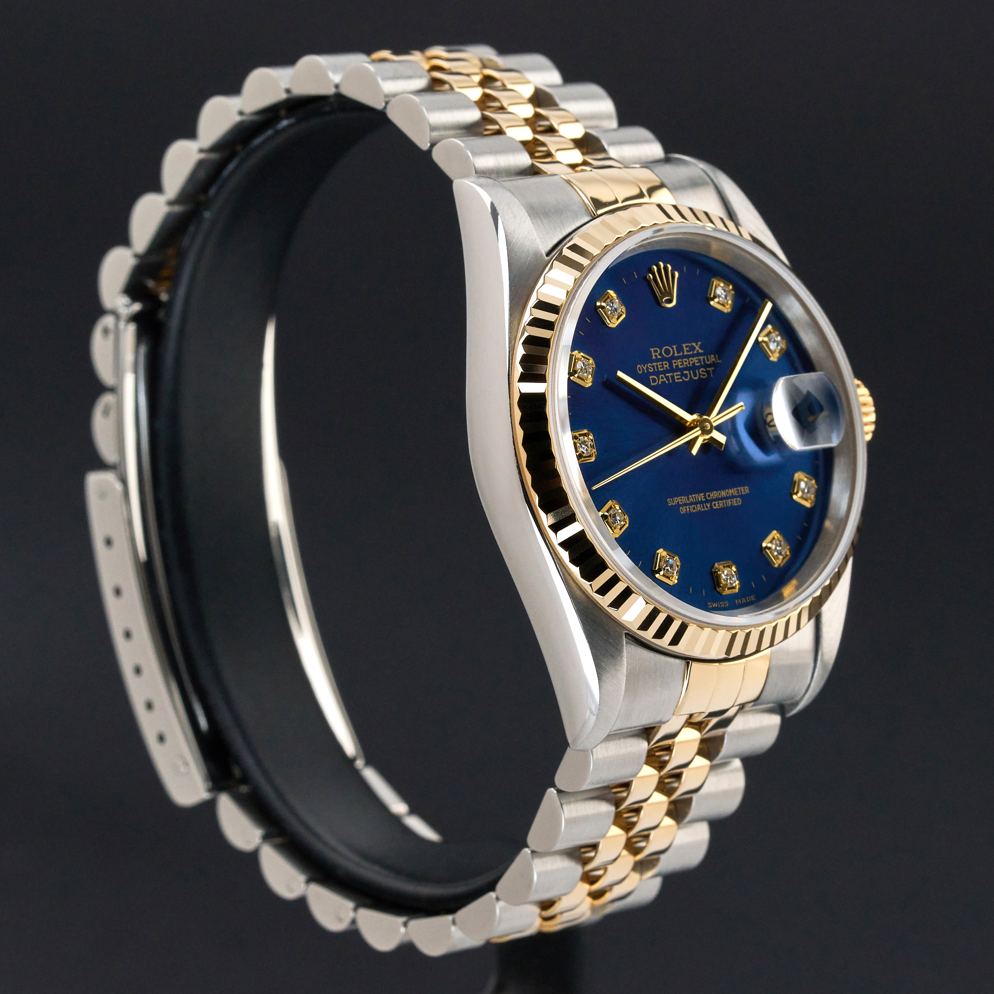 Rolex Datejust, 16233, 36mm, 1995, Two-Tone, Blue Big Diamond dial, Fullset, 1y warranty